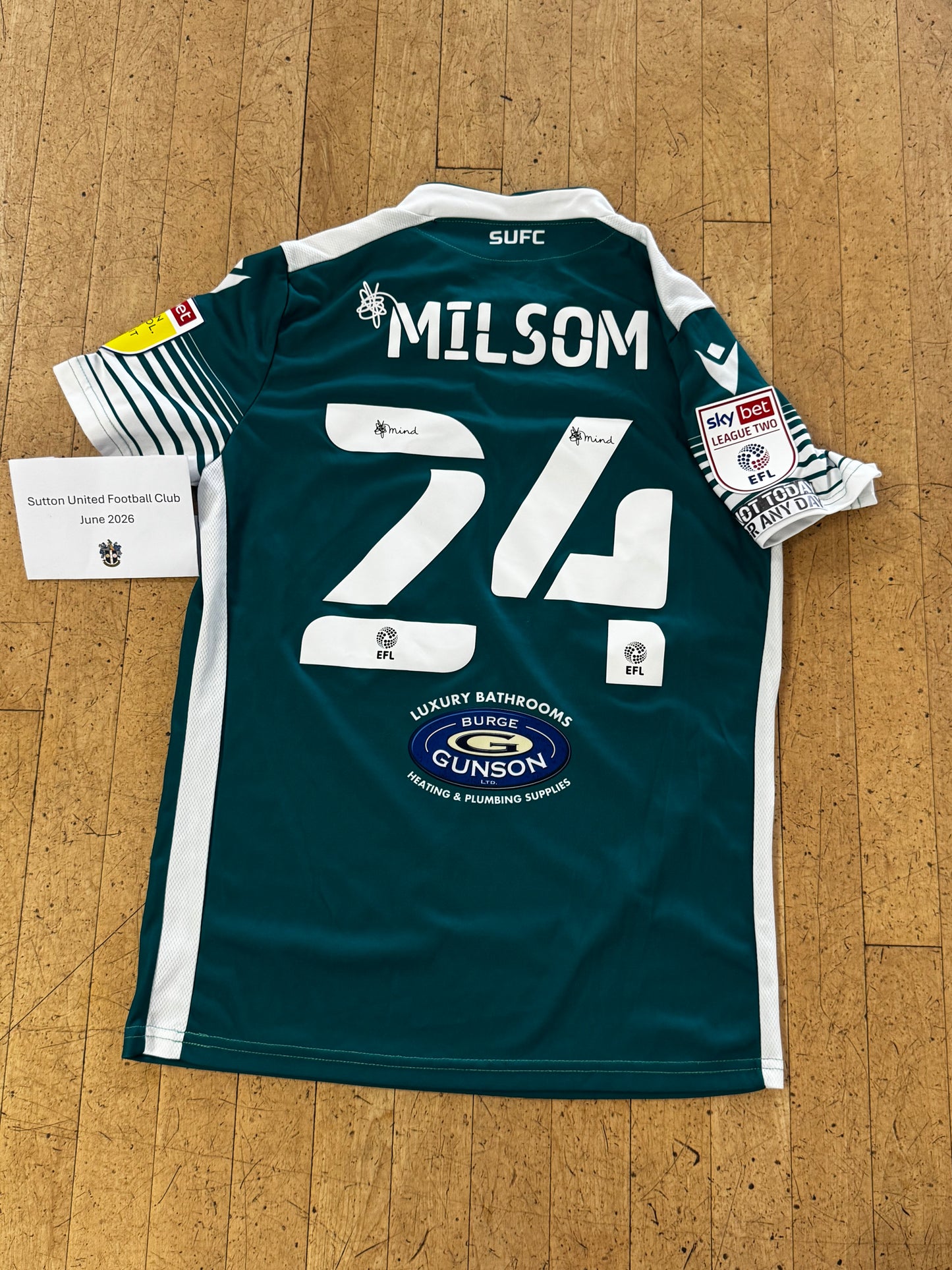 Rob Milsom Green Away Shirt 2021-2022