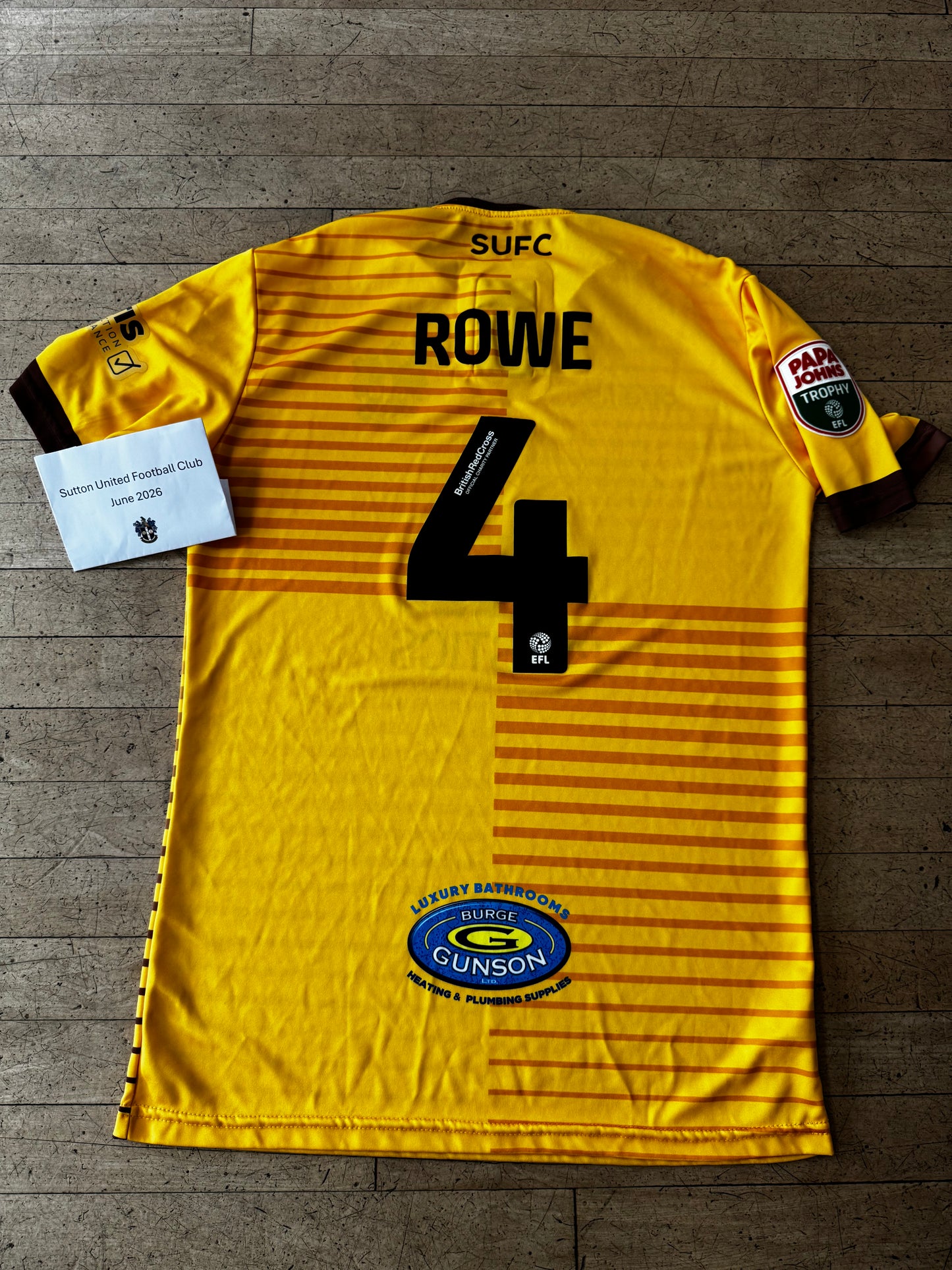 Coby Rowe Home Shirt 2022-2023, Papa Johns Trophy