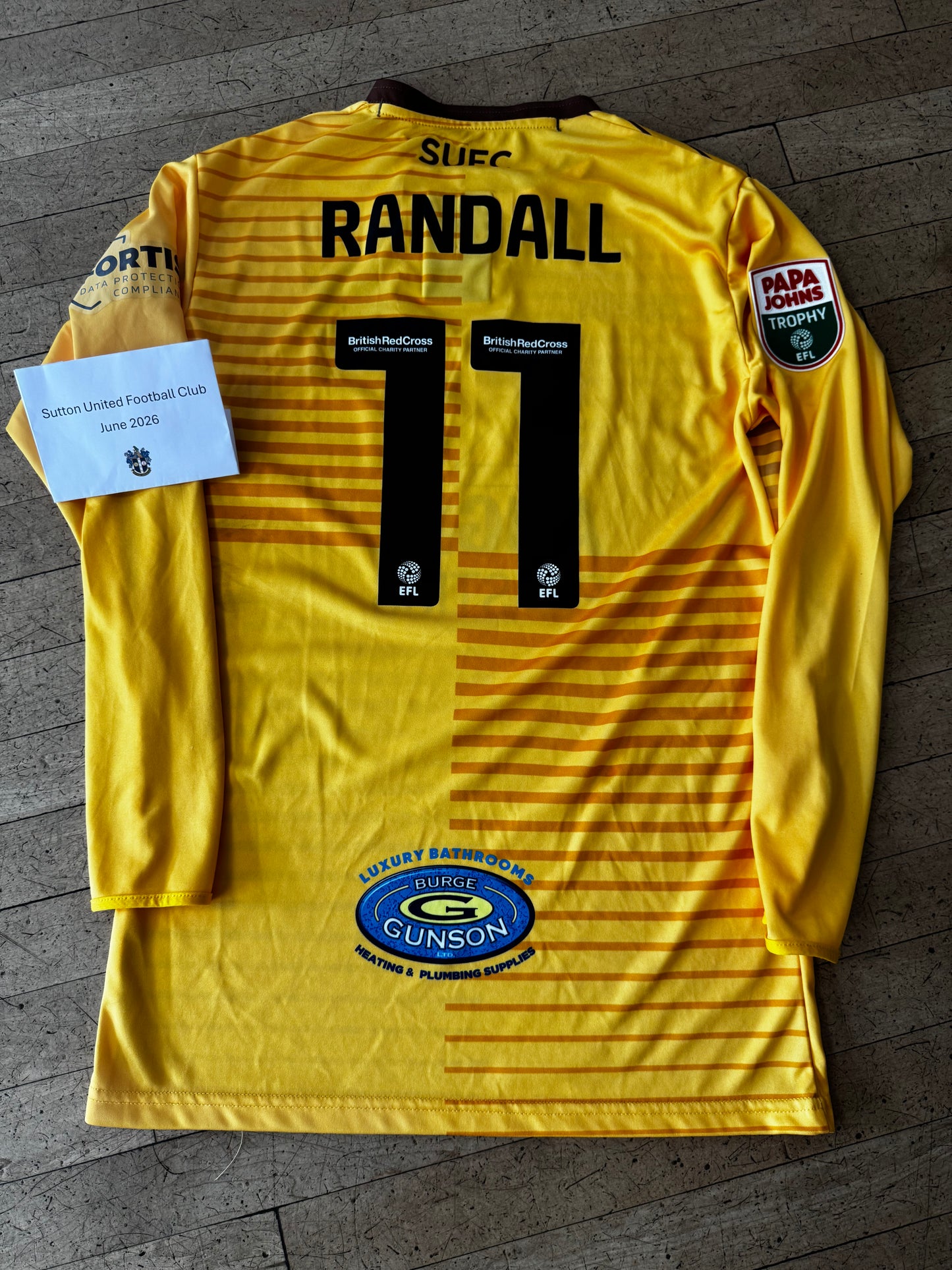 Will Randall Home Shirt Long Sleeve 2022-2023, Papa John's Trophy