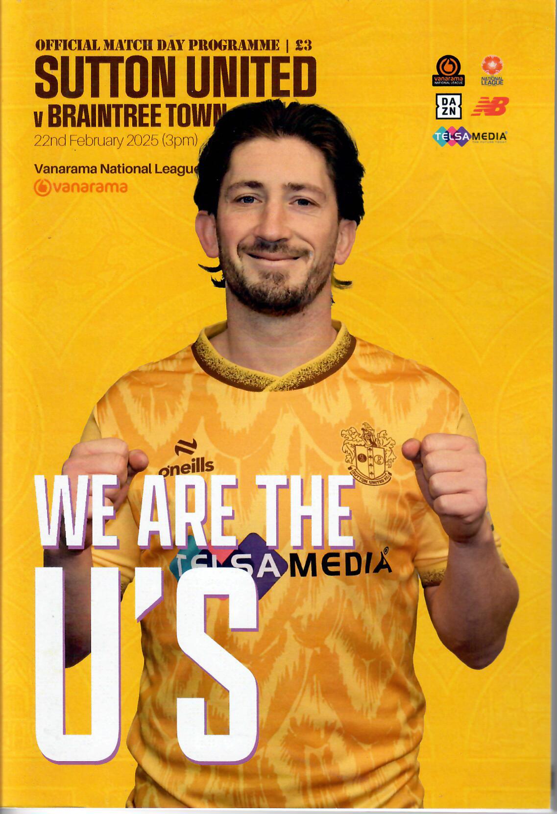 Sutton United v Braintree Town (22.02.2025) - Official Matchday Programme