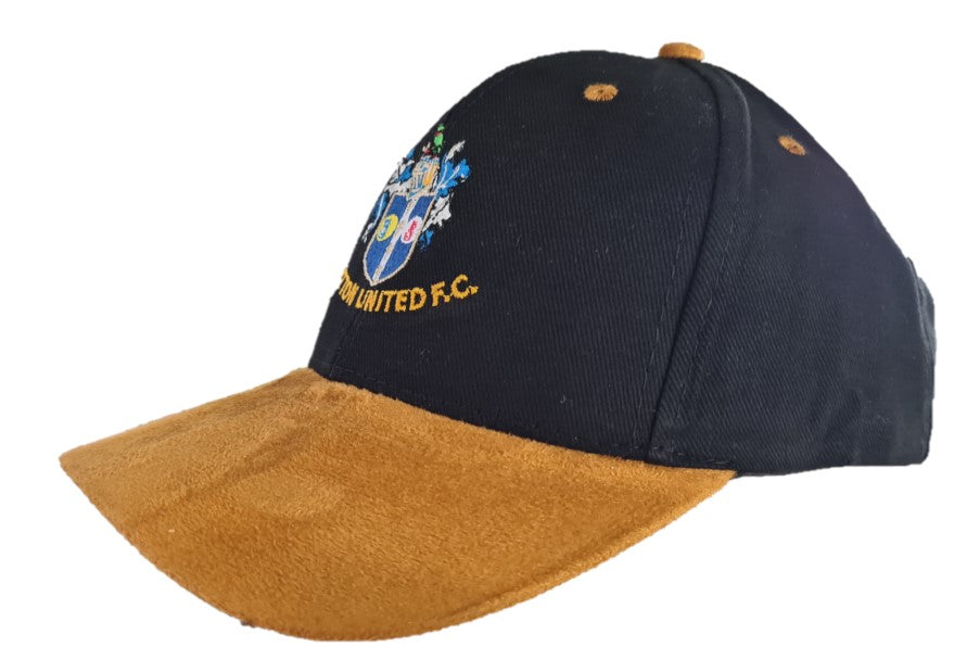 Black Baseball Cap with Suede Tan Peak