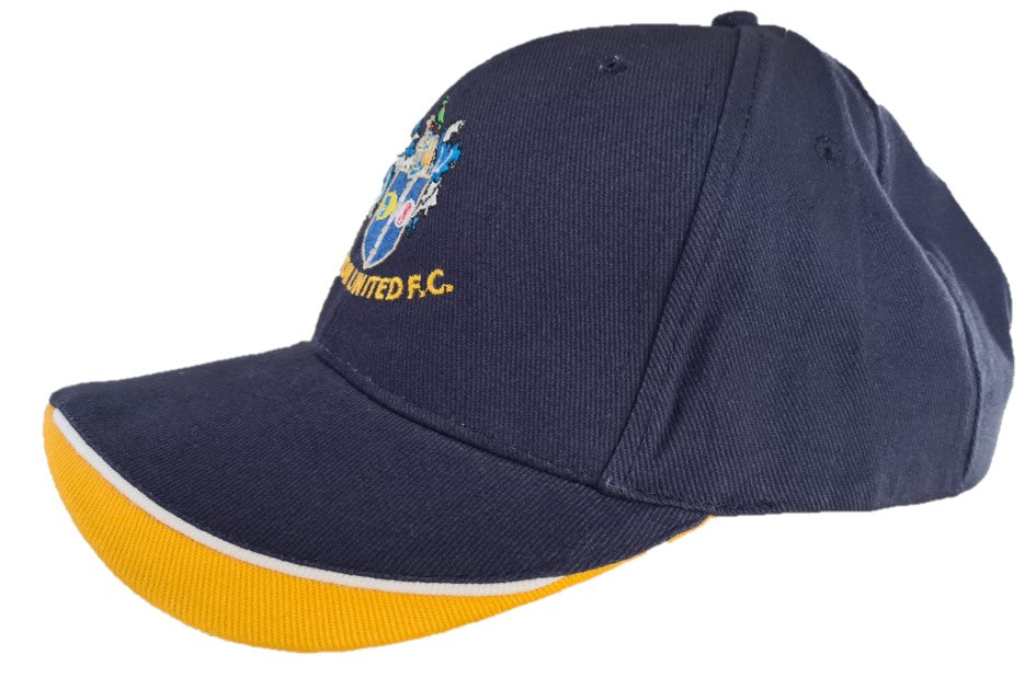 Navy Baseball Cap with Gold/White Curved Peak