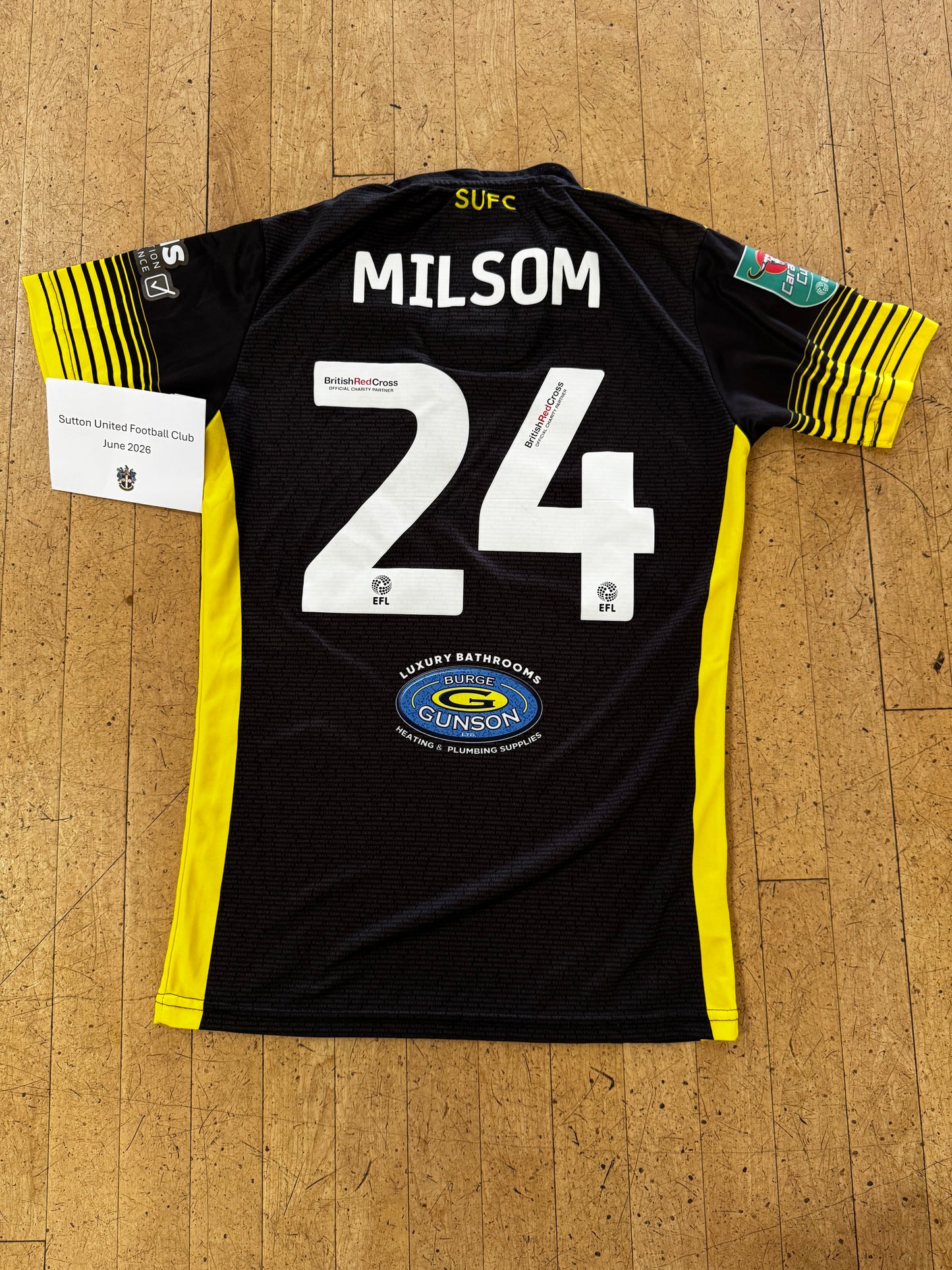 Rob Milsom Black Away Shirt 2022-2023, Carabao Cup