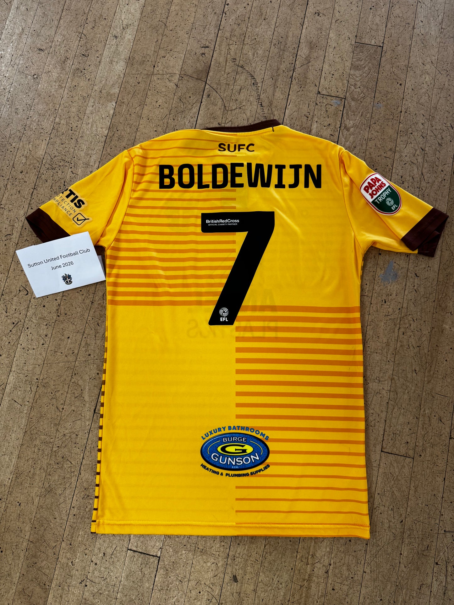Enzio Boldewijn Home Shirt, Papa John's Trophy - 2022-2023