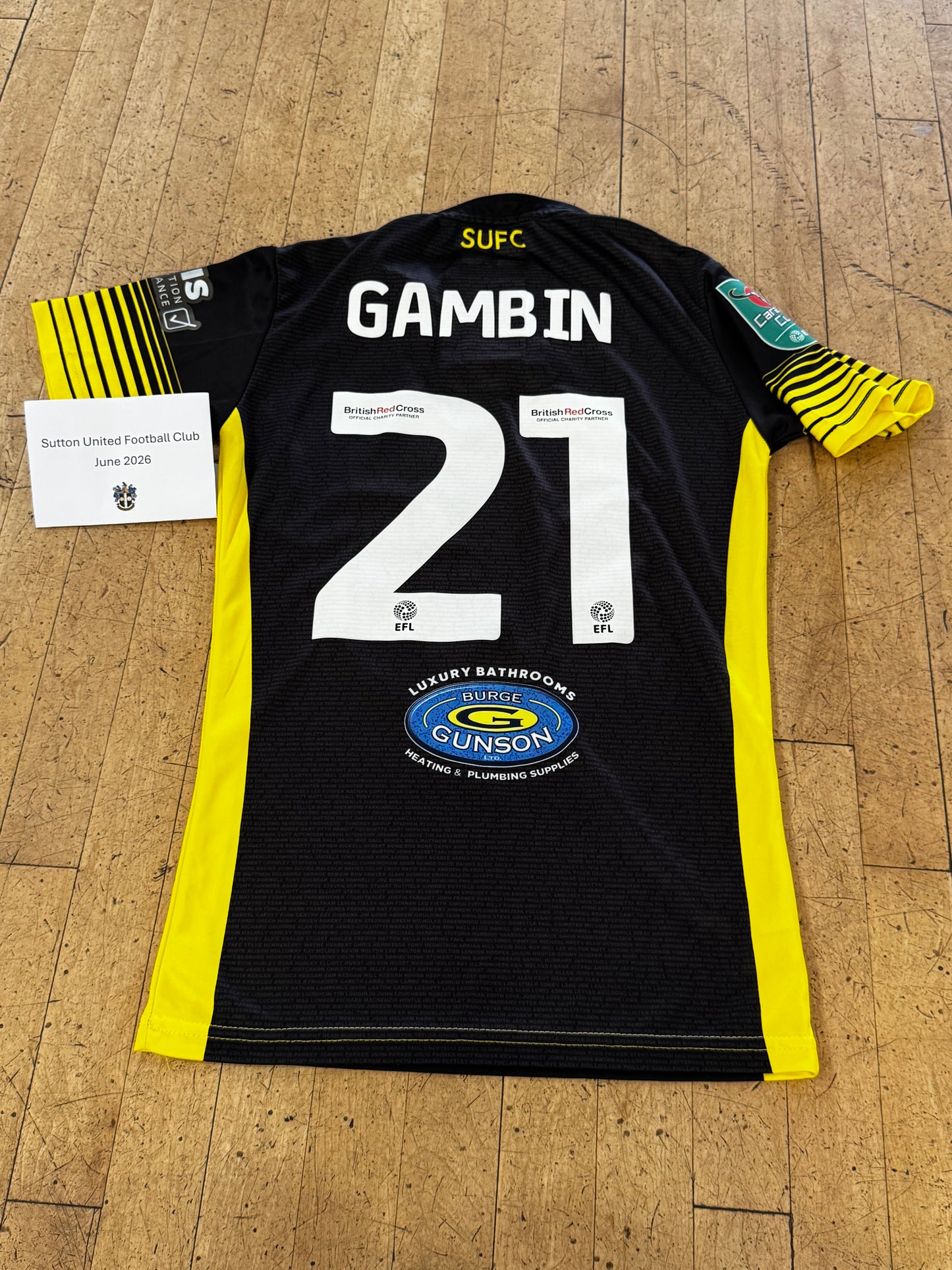 Luke Gambin Black Away Shirt 2022-2023, Carabao Cup