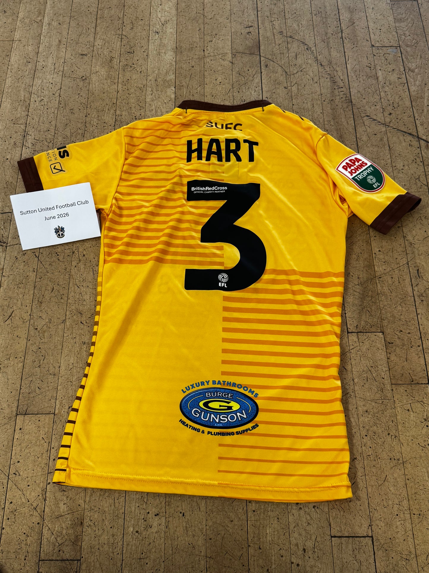 Sam Hart Home Shirt 2022-2023, Papa John's Trophy