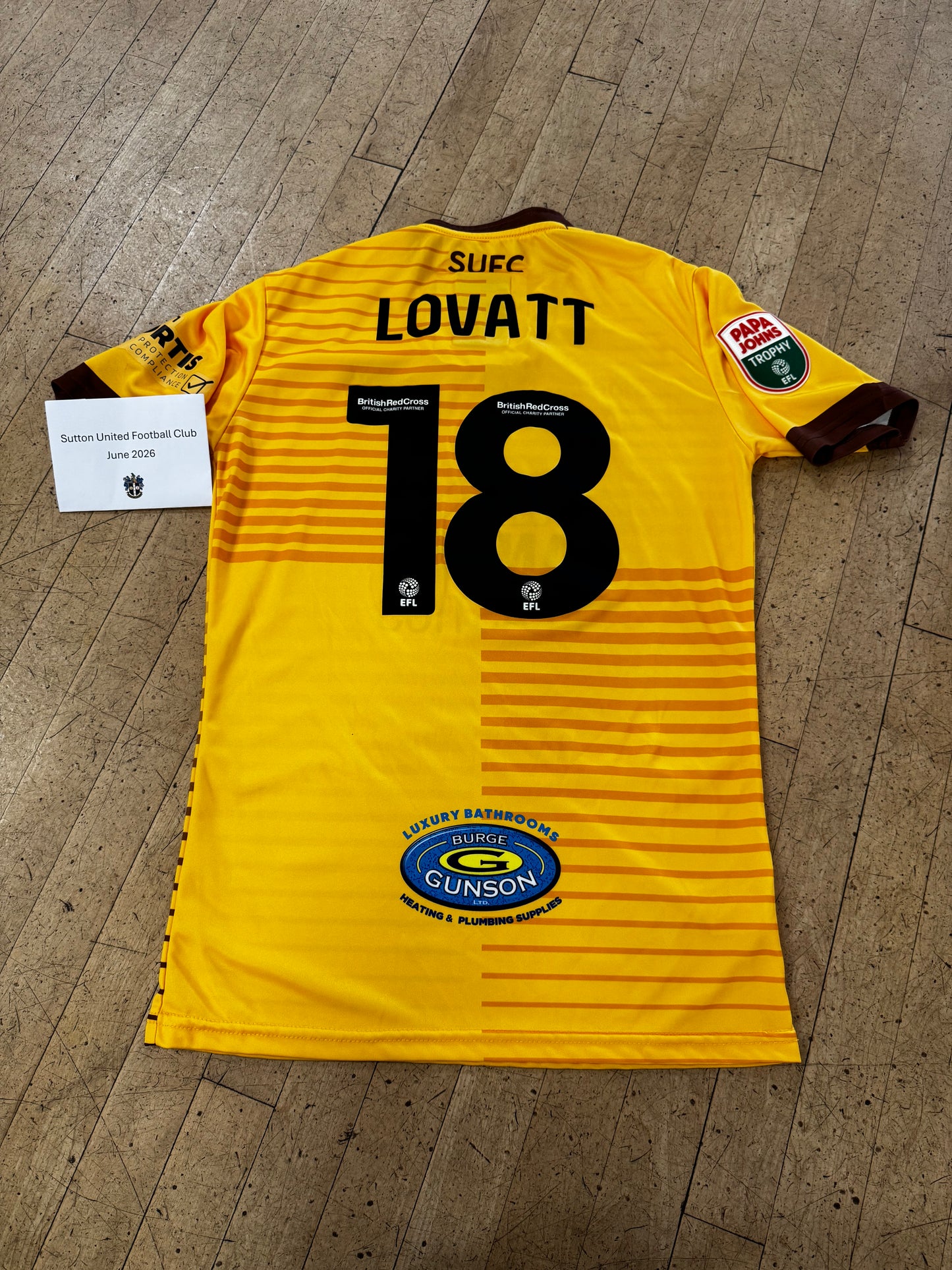 Adam Lovatt Home Shirt 2022-2023, Papa Johns Trophy