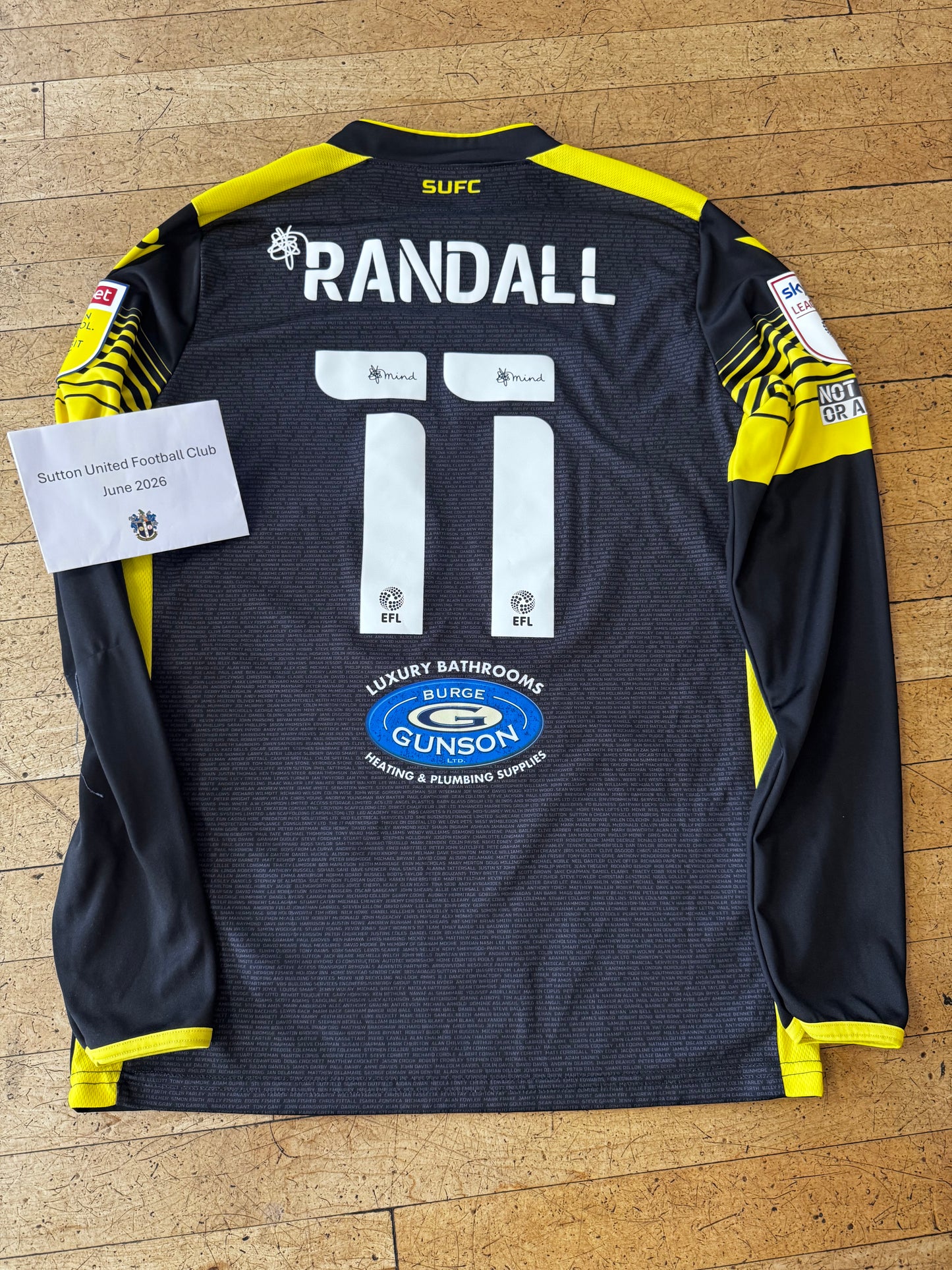Will Randall Black Away Shirt Long Sleeve 2021-2022