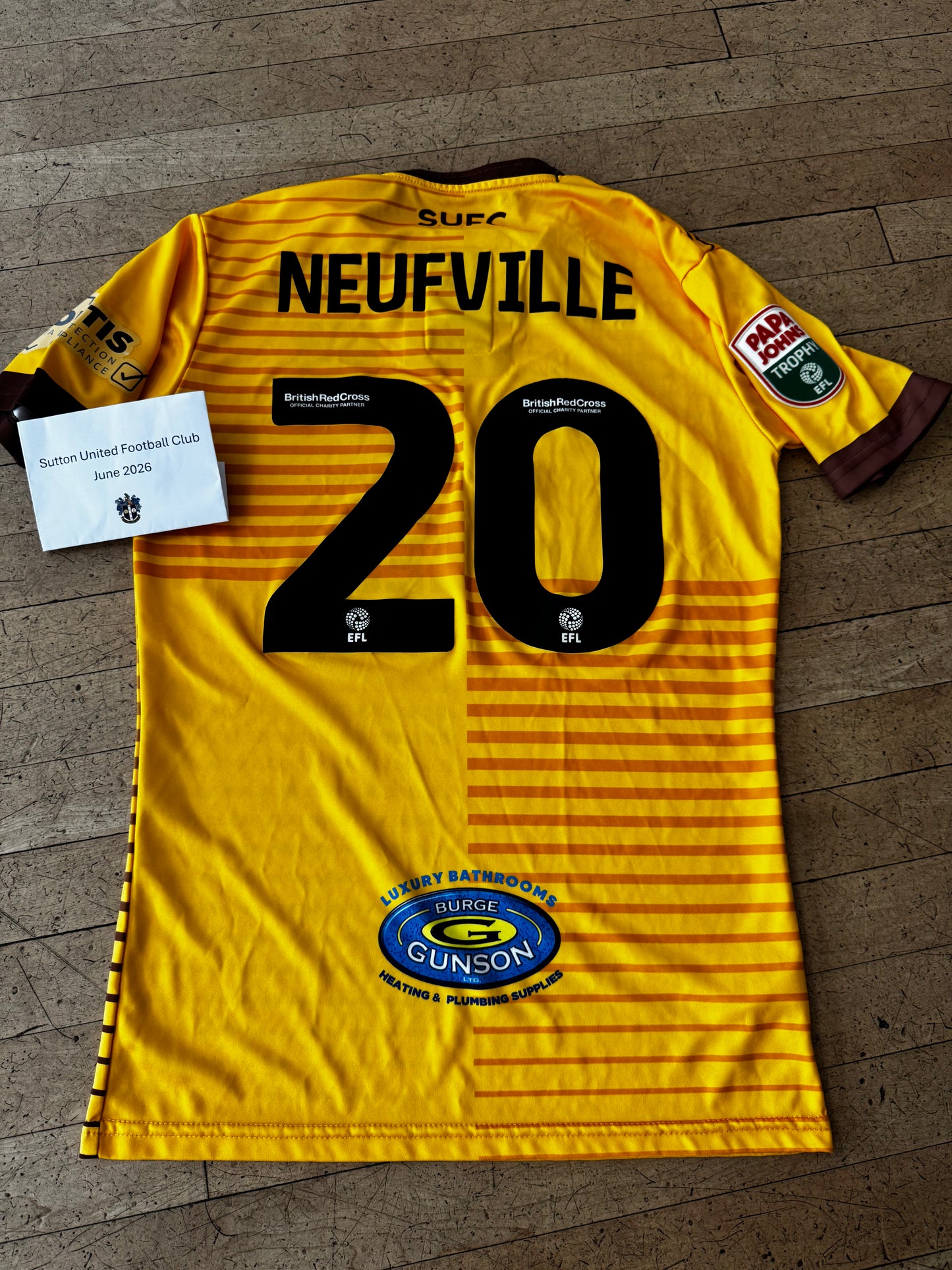 Josh Neufville Home Shirt 2022-2023, Papa John's Trophy