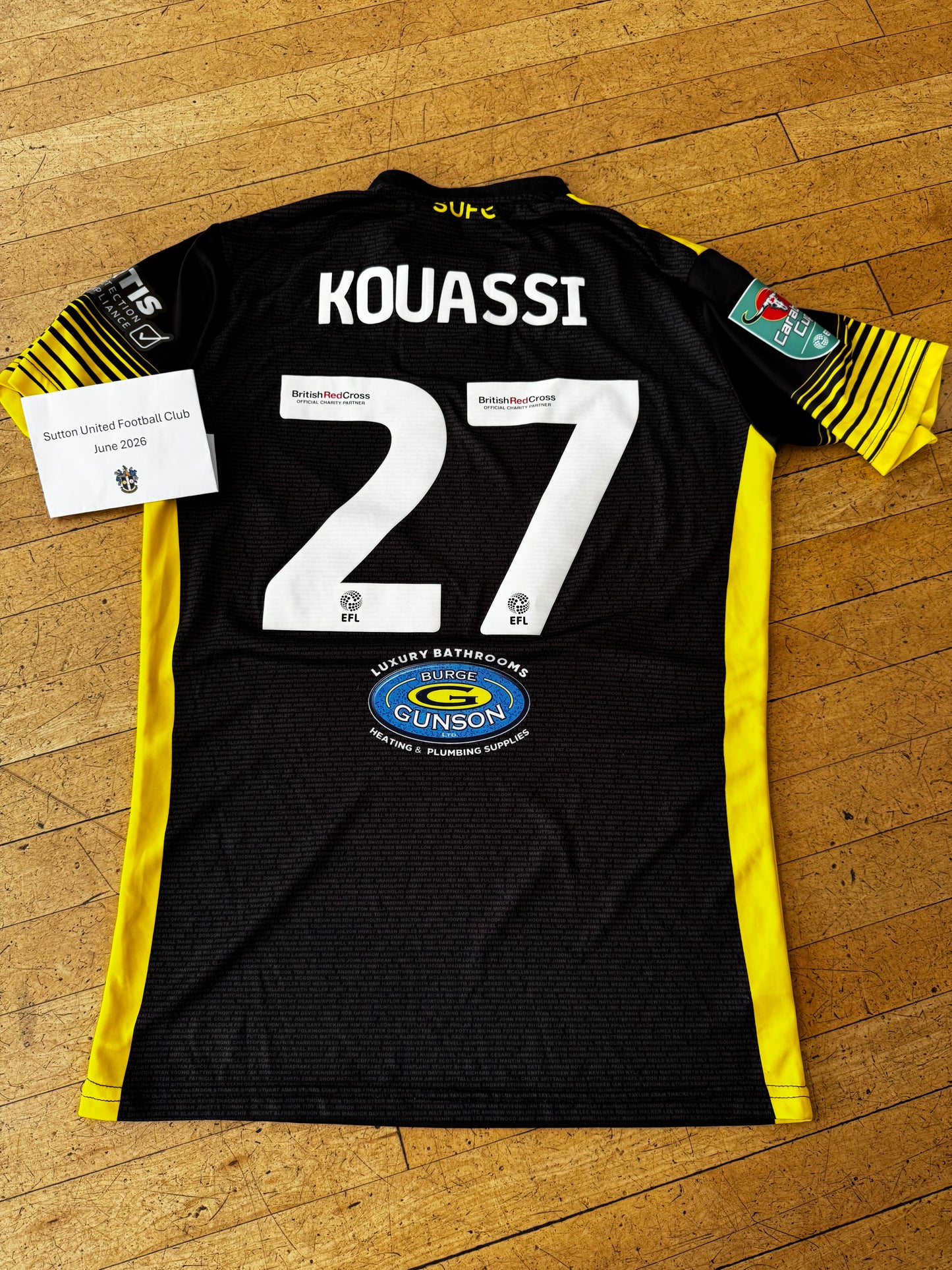 Kylian Kouassi Black Away Shirt 2022-2023, Carabao Cup