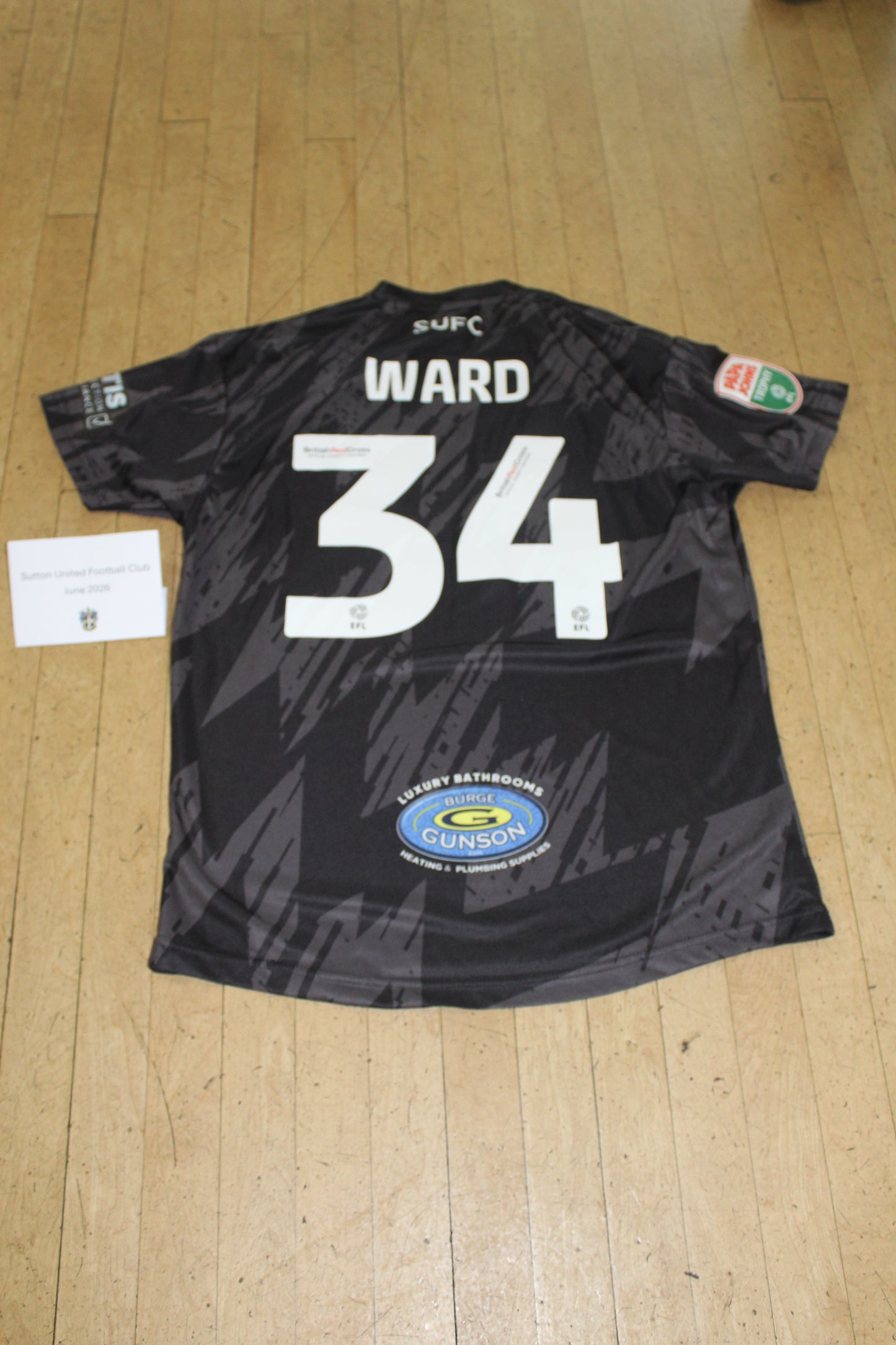 Lewis Ward Black GK Shirt 2022-2023, Papa John's Trophy