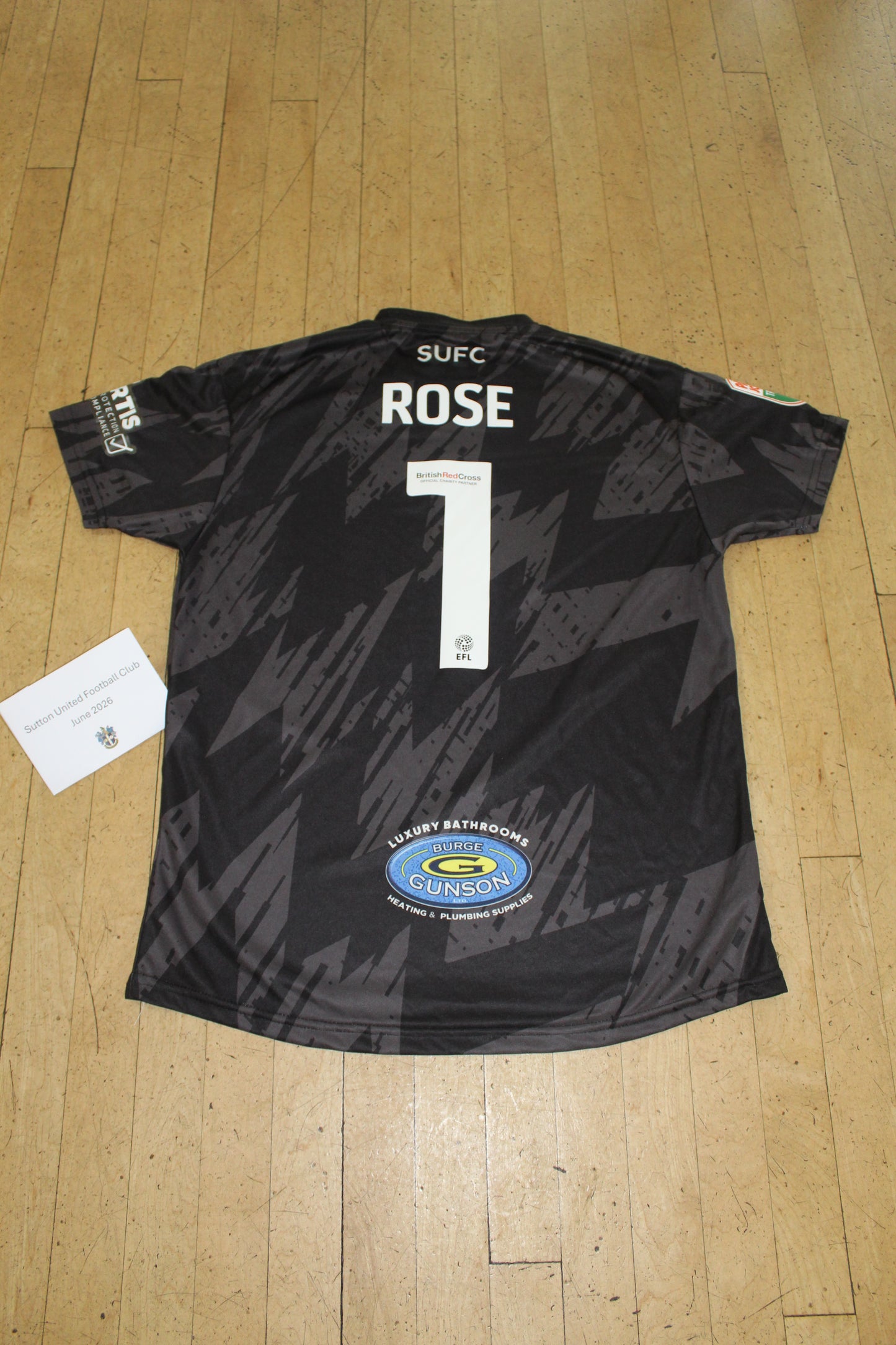 Jack Rose Black GK Shirt 2022-2023, Papa John's Trophy