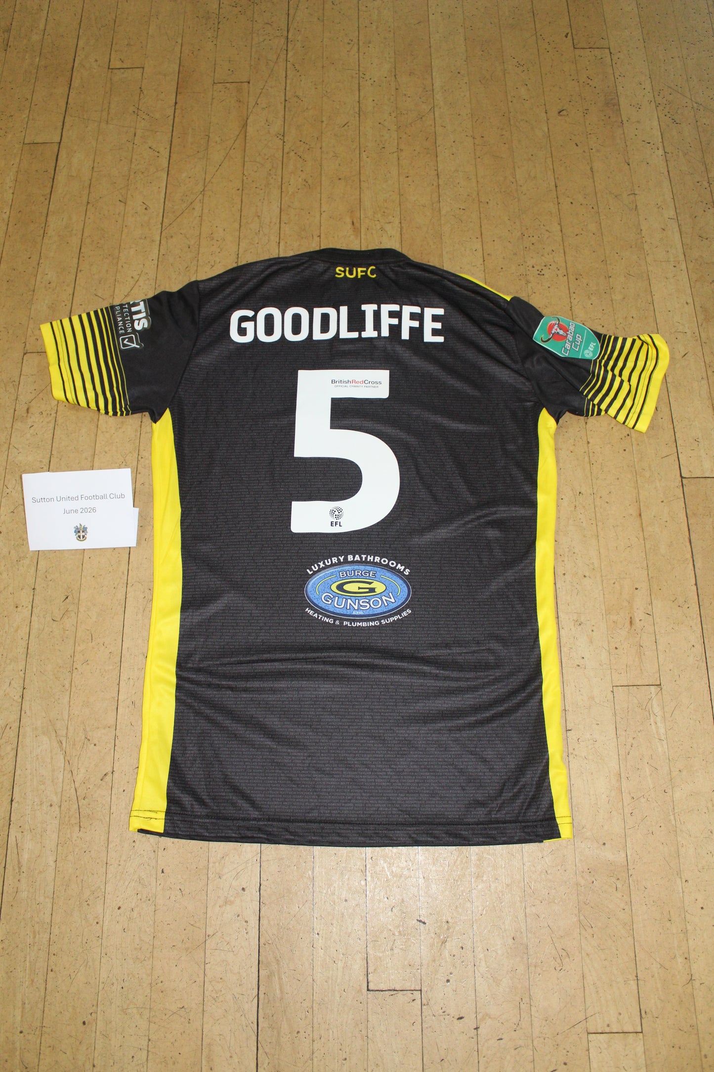 Ben Goodliffe Black Away Shirt 2022-2023, Carabao Cup